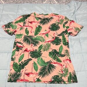 Old Navy Flamingo and Leaf Print Short Sleeve Tee - Pink and Green